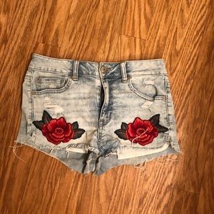 AEO Rose Embroidered Shorts
